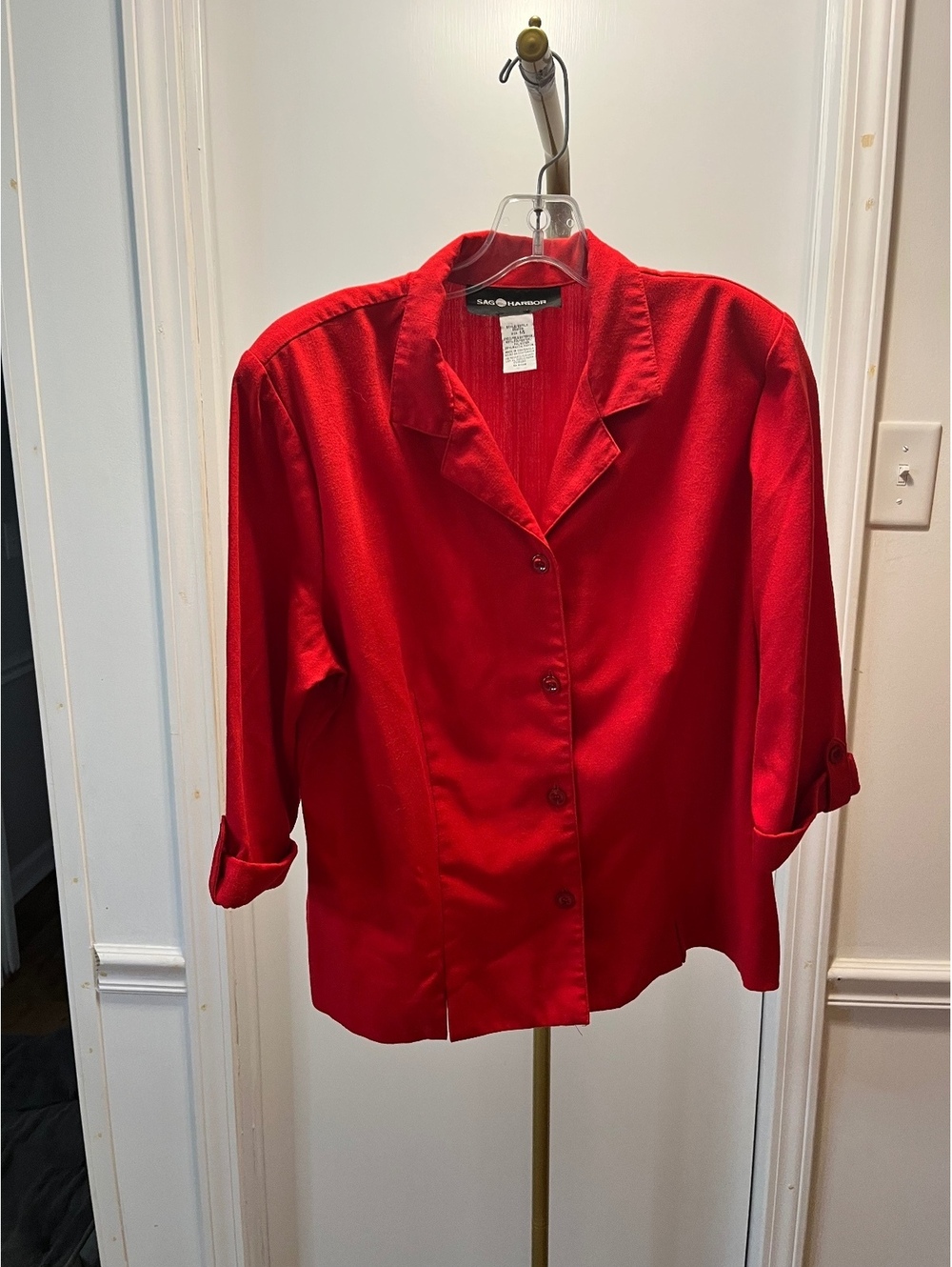 Sag Harbor Sz 14 Classic Red Button-Up Shirt Blouse